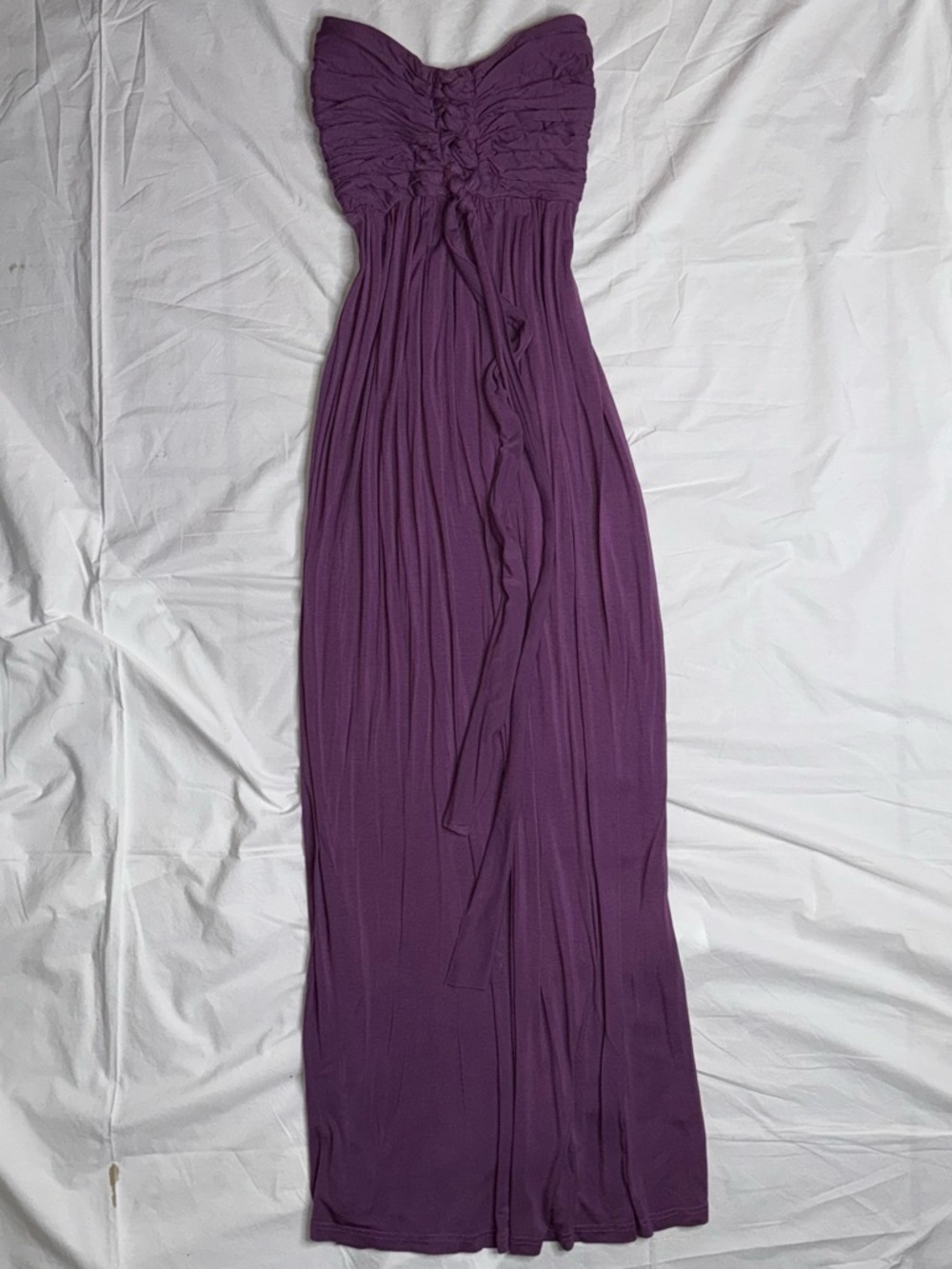 Catwalk Studio - Strapless Purple Maxi Dress with Ruched Bodice